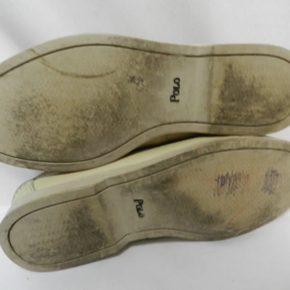 Ralph Lauren Polo Leather cream Loafer Boat Shoes lace up Vintage Men Size Sz 8